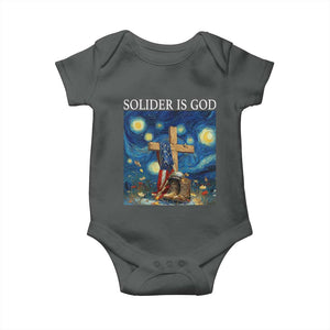 Army Christian Baby Onesie Soldier Cross Starry Night Faith Patriotic Jesus TS14 Dark Heather Print Your Wear