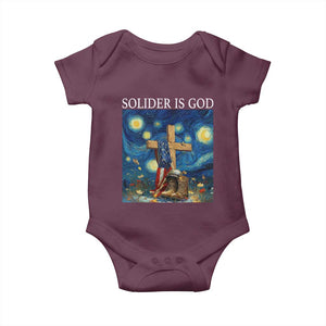 Army Christian Baby Onesie Soldier Cross Starry Night Faith Patriotic Jesus TS14 Maroon Print Your Wear