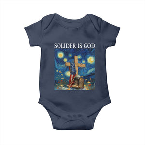 Army Christian Baby Onesie Soldier Cross Starry Night Faith Patriotic Jesus TS14 Navy Print Your Wear