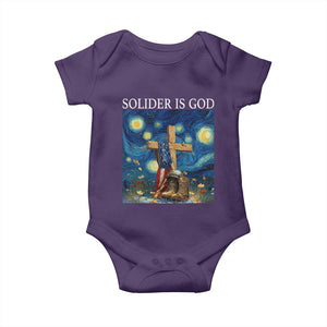 Army Christian Baby Onesie Soldier Cross Starry Night Faith Patriotic Jesus TS14 Purple Print Your Wear