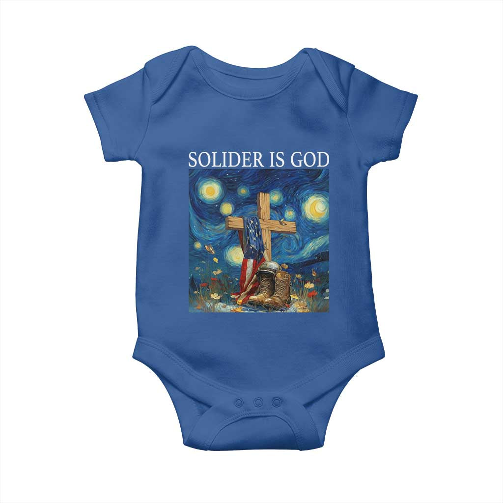 Army Christian Baby Onesie Soldier Cross Starry Night Faith Patriotic Jesus TS14 Royal Blue Print Your Wear