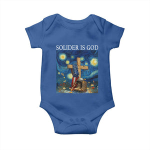 Army Christian Baby Onesie Soldier Cross Starry Night Faith Patriotic Jesus TS14 Royal Blue Print Your Wear