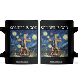 Army Christian Coffee Mug Soldier Cross Starry Night Faith Patriotic Jesus TS14 Black Print Your Wear