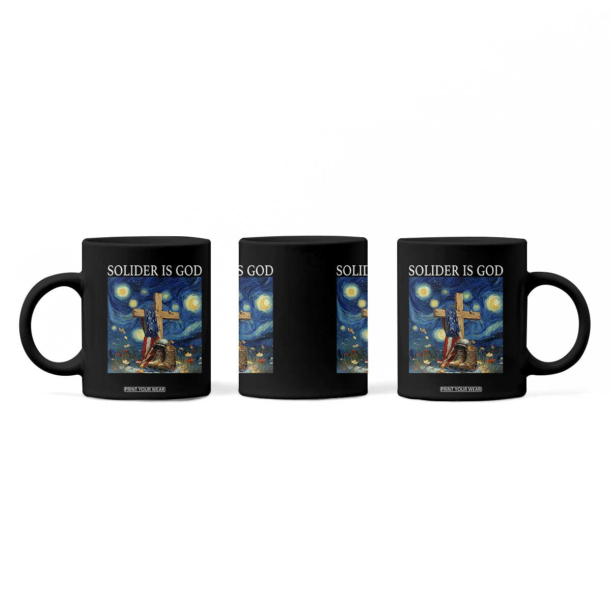 Army Christian Coffee Mug Soldier Cross Starry Night Faith Patriotic Jesus TS14 Print Your Wear