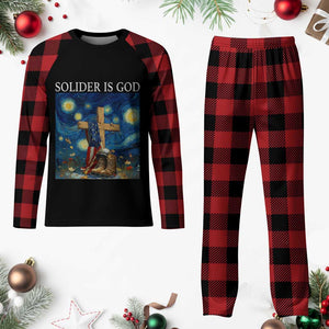 Army Christian Plaid Pajama Set Soldier Cross Starry Night Faith Patriotic Jesus TS14 Buffalo Plaid Print Your Wear