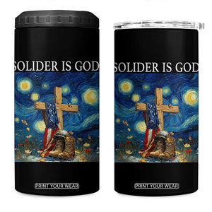 Army Christian 4 in 1 Can Cooler Tumbler Soldier Cross Starry Night Faith Patriotic Jesus TS14 One Size: 16 oz Black Print Your Wear