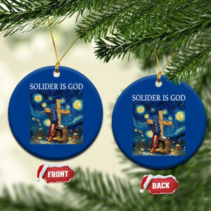 Army Christian Ceramic Ornament Soldier Cross Starry Night Faith Patriotic Jesus TS14 1pc Blue Print Your Wear
