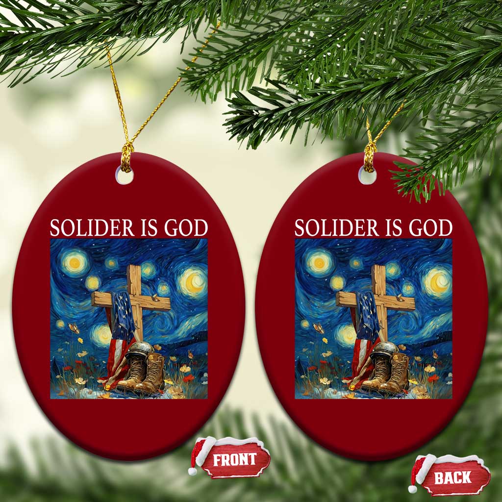 Army Christian Ceramic Ornament Soldier Cross Starry Night Faith Patriotic Jesus TS14 Print Your Wear