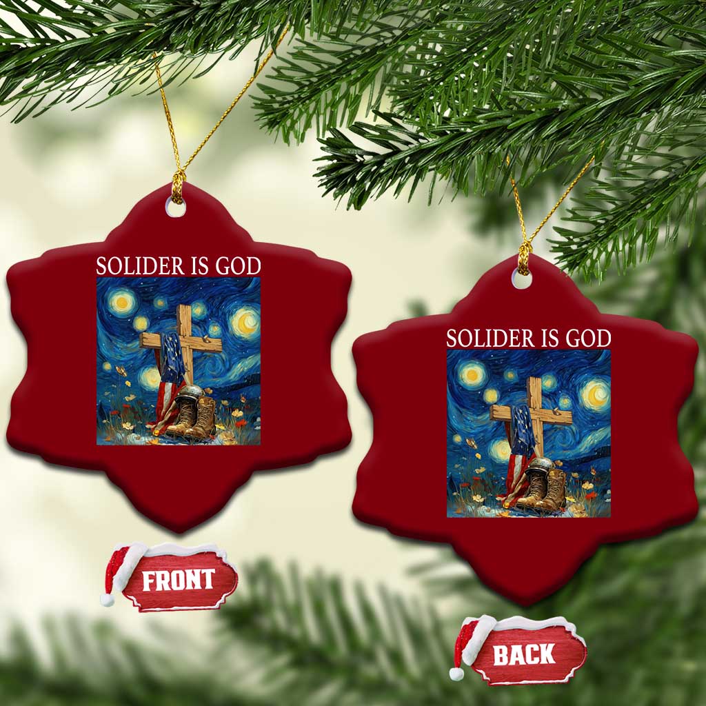 Army Christian Ceramic Ornament Soldier Cross Starry Night Faith Patriotic Jesus TS14 Print Your Wear