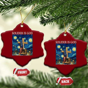 Army Christian Ceramic Ornament Soldier Cross Starry Night Faith Patriotic Jesus TS14 Print Your Wear