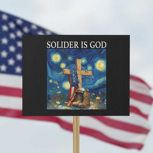 Army Christian Protest Sign Soldier Cross Starry Night Faith Patriotic Jesus TS14 Horizontal 18" × 24" Black Print Your Wear