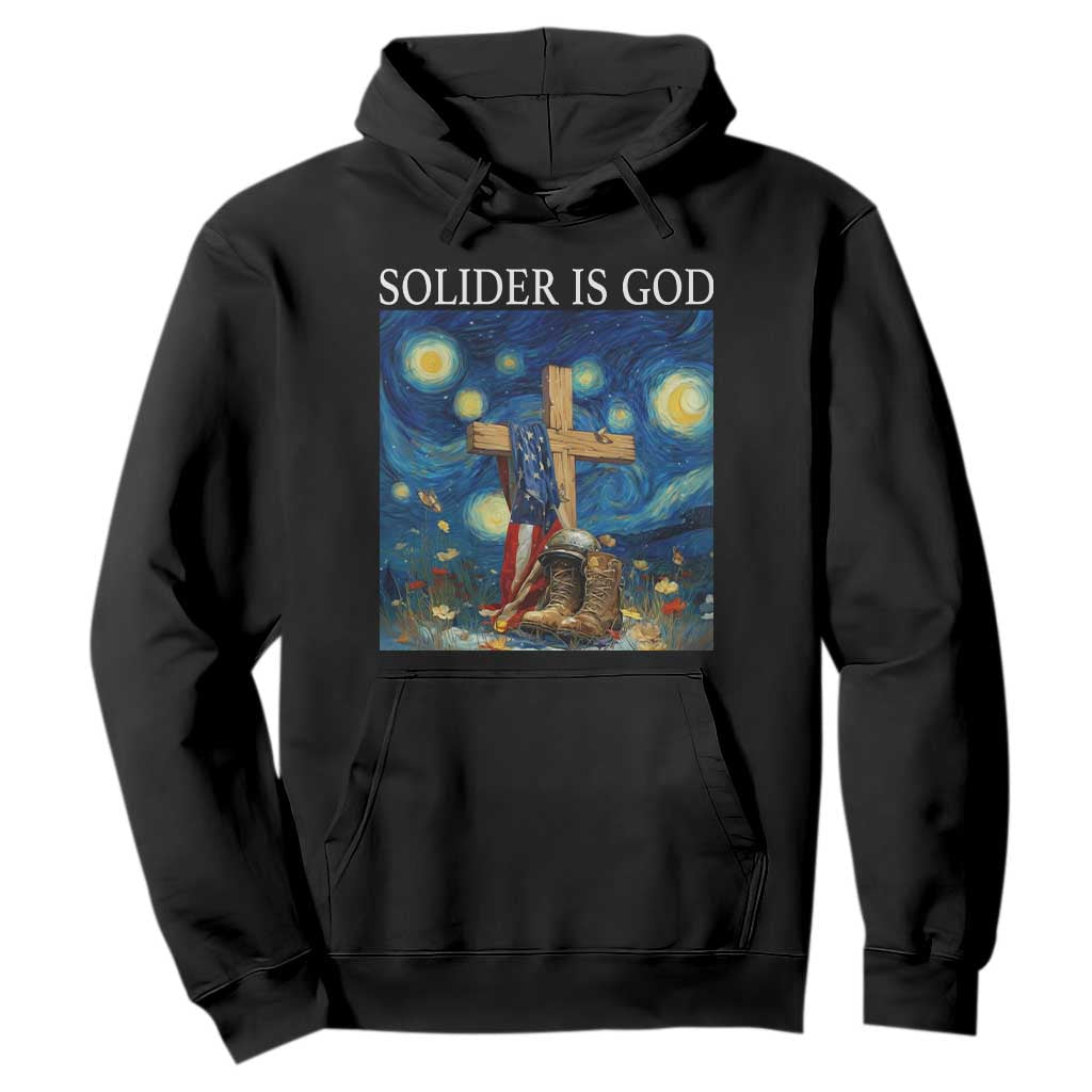 Army Christian Hoodie Soldier Cross Starry Night Faith Patriotic Jesus TS14 Black Print Your Wear