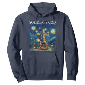 Army Christian Hoodie Soldier Cross Starry Night Faith Patriotic Jesus TS14 Navy Print Your Wear