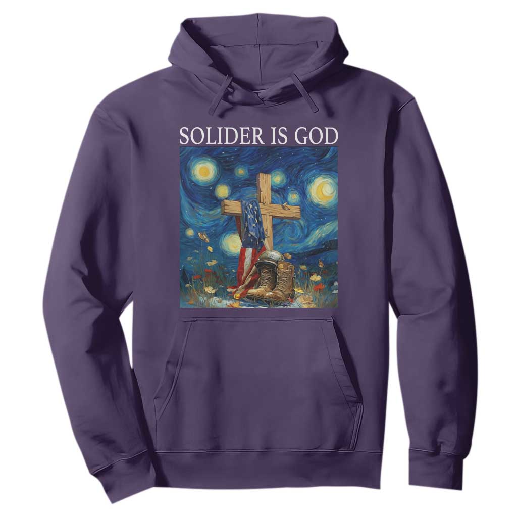 Army Christian Hoodie Soldier Cross Starry Night Faith Patriotic Jesus TS14 Purple Print Your Wear