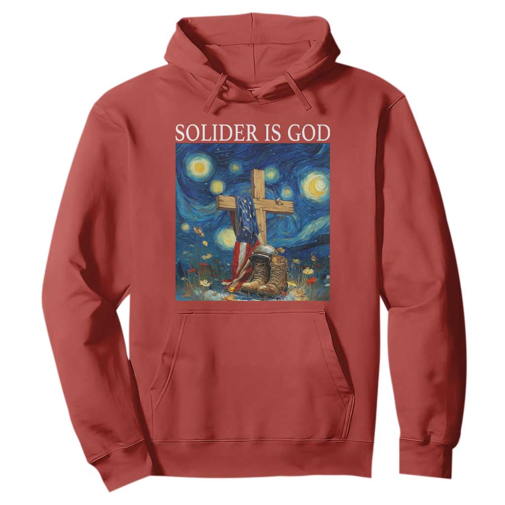 Army Christian Hoodie Soldier Cross Starry Night Faith Patriotic Jesus TS14 Red Print Your Wear