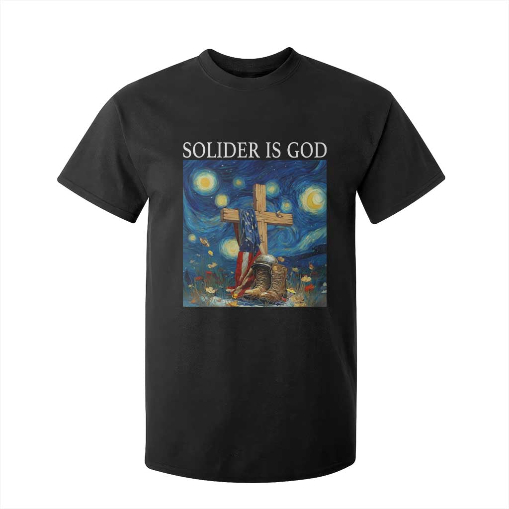 Army Christian T Shirt For Kid Soldier Cross Starry Night Faith Patriotic Jesus TS14 Black Print Your Wear