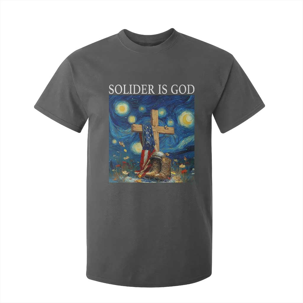 Army Christian T Shirt For Kid Soldier Cross Starry Night Faith Patriotic Jesus TS14 Dark Heather Print Your Wear