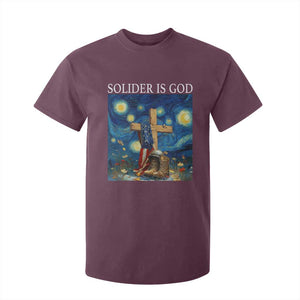Army Christian T Shirt For Kid Soldier Cross Starry Night Faith Patriotic Jesus TS14 Maroon Print Your Wear