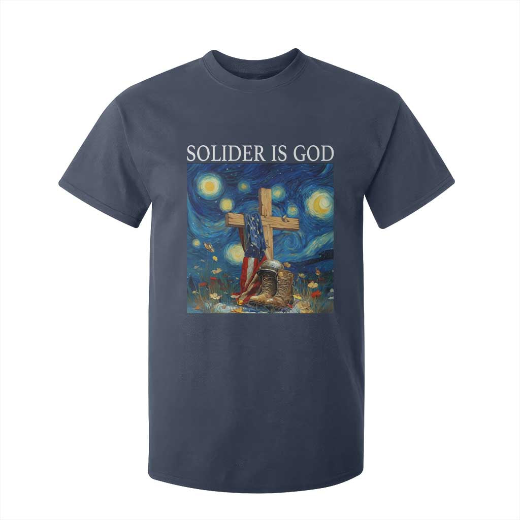 Army Christian T Shirt For Kid Soldier Cross Starry Night Faith Patriotic Jesus TS14 Navy Print Your Wear