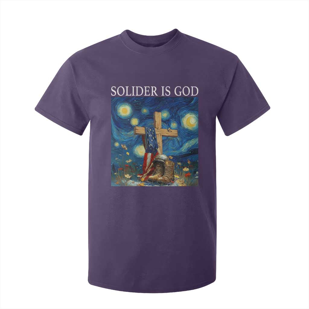 Army Christian T Shirt For Kid Soldier Cross Starry Night Faith Patriotic Jesus TS14 Purple Print Your Wear