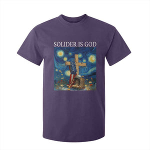 Army Christian T Shirt For Kid Soldier Cross Starry Night Faith Patriotic Jesus TS14 Purple Print Your Wear