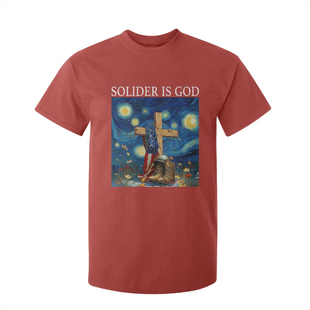 Army Christian T Shirt For Kid Soldier Cross Starry Night Faith Patriotic Jesus TS14 Red Print Your Wear