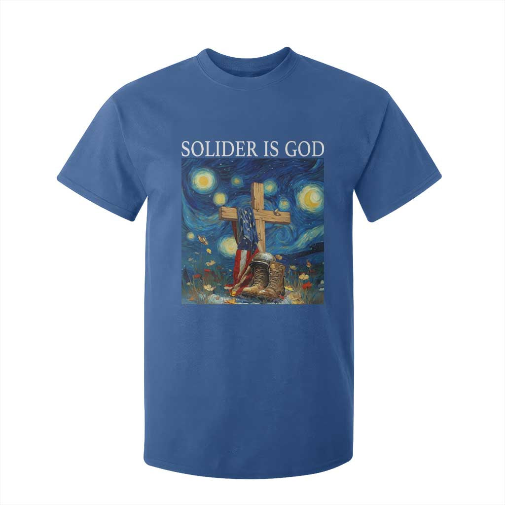 Army Christian T Shirt For Kid Soldier Cross Starry Night Faith Patriotic Jesus TS14 Royal Blue Print Your Wear