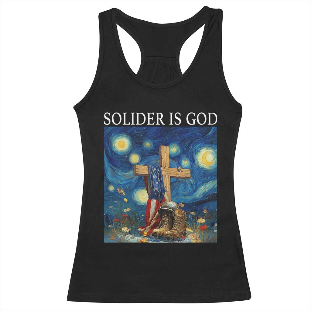 Army Christian Racerback Tank Top Soldier Cross Starry Night Faith Patriotic Jesus TS14 Black Print Your Wear