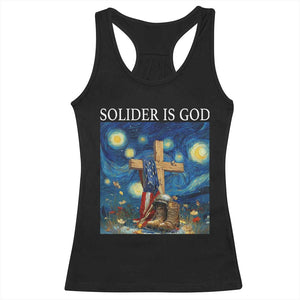 Army Christian Racerback Tank Top Soldier Cross Starry Night Faith Patriotic Jesus TS14 Black Print Your Wear