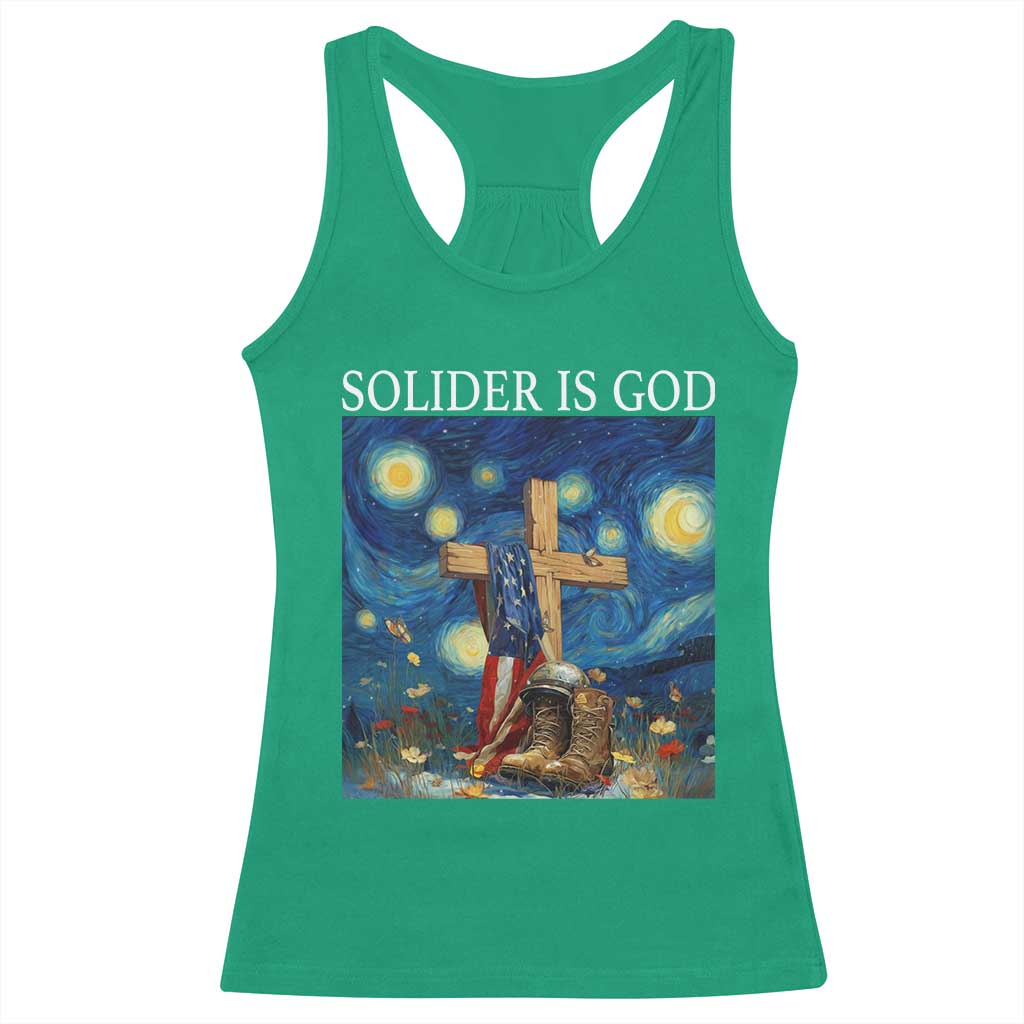 Army Christian Racerback Tank Top Soldier Cross Starry Night Faith Patriotic Jesus TS14 Irish Green Print Your Wear
