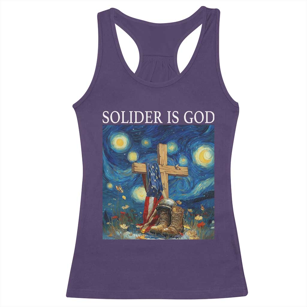 Army Christian Racerback Tank Top Soldier Cross Starry Night Faith Patriotic Jesus TS14 Purple Print Your Wear