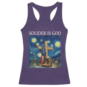 Army Christian Racerback Tank Top Soldier Cross Starry Night Faith Patriotic Jesus TS14 Purple Print Your Wear