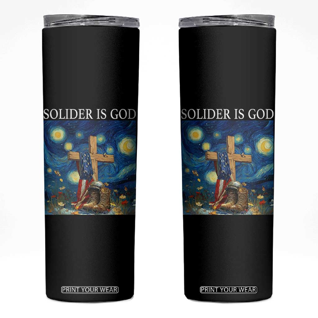 Army Christian Skinny Tumbler Soldier Cross Starry Night Faith Patriotic Jesus TS14 Black Print Your Wear