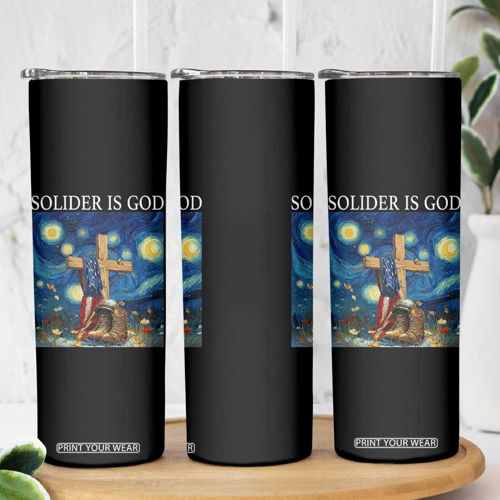 Army Christian Skinny Tumbler Soldier Cross Starry Night Faith Patriotic Jesus TS14 Print Your Wear
