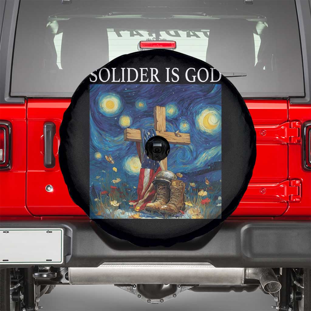 Army Christian Spare Tire Cover Soldier Cross Starry Night Faith Patriotic Jesus TS14 Black Print Your Wear