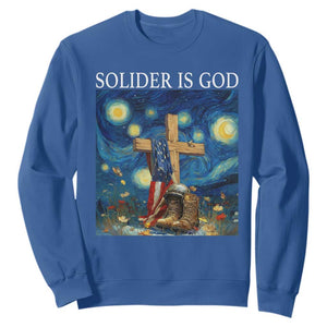 Army Christian Sweatshirt Soldier Cross Starry Night Faith Patriotic Jesus TS14 Royal Blue Print Your Wear