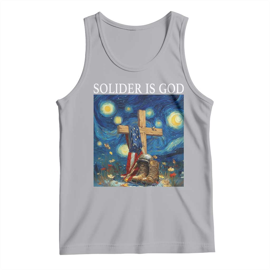 Army Christian Tank Top Soldier Cross Starry Night Faith Patriotic Jesus TS14 Athletic Heather Print Your Wear