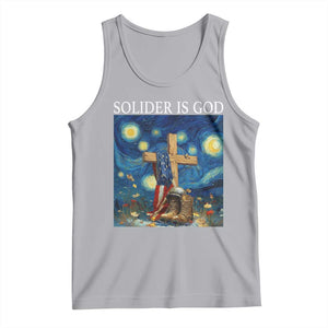 Army Christian Tank Top Soldier Cross Starry Night Faith Patriotic Jesus TS14 Athletic Heather Print Your Wear