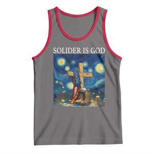 Army Christian Tank Top Soldier Cross Starry Night Faith Patriotic Jesus TS14 Deep Heather Red Print Your Wear