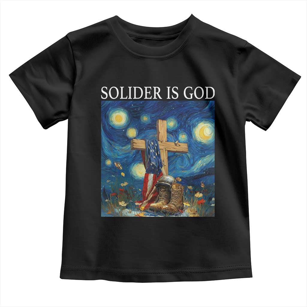 Army Christian Toddler T Shirt Soldier Cross Starry Night Faith Patriotic Jesus TS14 Black Print Your Wear