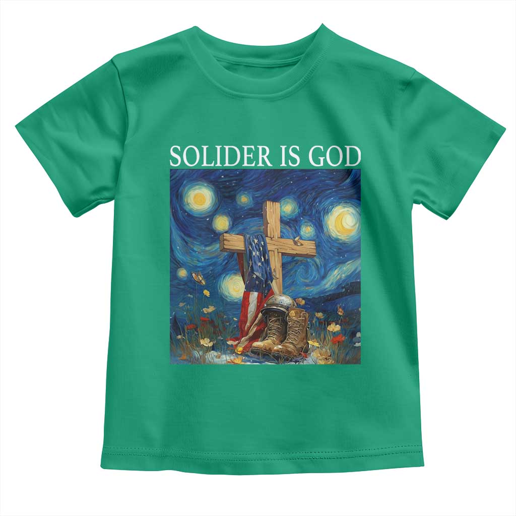 Army Christian Toddler T Shirt Soldier Cross Starry Night Faith Patriotic Jesus TS14 Irish Green Print Your Wear