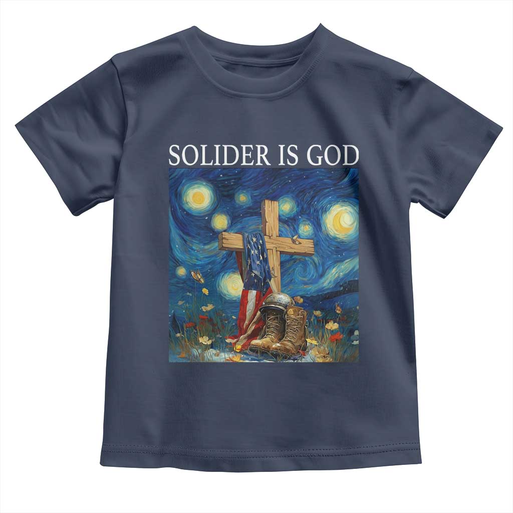 Army Christian Toddler T Shirt Soldier Cross Starry Night Faith Patriotic Jesus TS14 Navy Print Your Wear