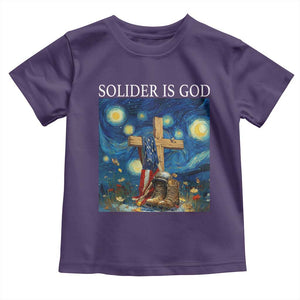 Army Christian Toddler T Shirt Soldier Cross Starry Night Faith Patriotic Jesus TS14 Purple Print Your Wear