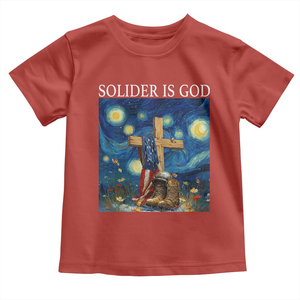 Army Christian Toddler T Shirt Soldier Cross Starry Night Faith Patriotic Jesus TS14 Red Print Your Wear