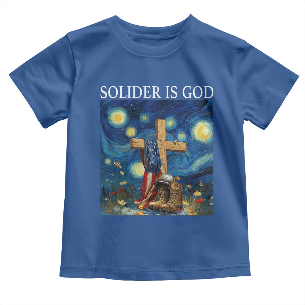 Army Christian Toddler T Shirt Soldier Cross Starry Night Faith Patriotic Jesus TS14 Royal Blue Print Your Wear