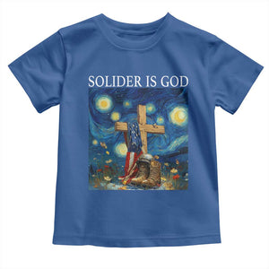 Army Christian Toddler T Shirt Soldier Cross Starry Night Faith Patriotic Jesus TS14 Royal Blue Print Your Wear
