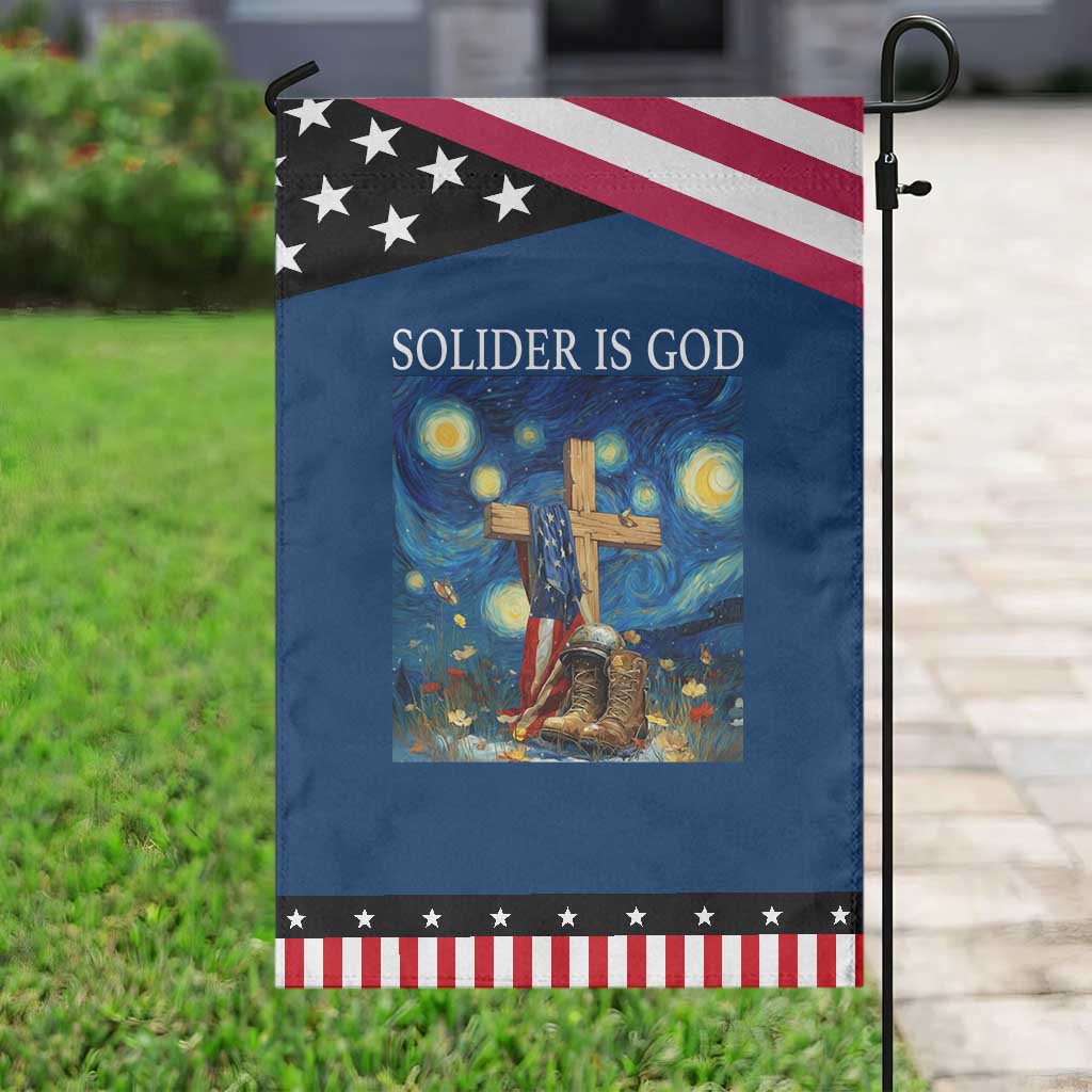 Army Christian Garden Flag Soldier Cross Starry Night Faith Patriotic Jesus TS14 Classic Blue Black Print Your Wear