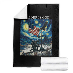 Solider Army Christian Throw Blanket Cross Starry Night Faith Patriotic Jesus TS14 Black Print Your Wear
