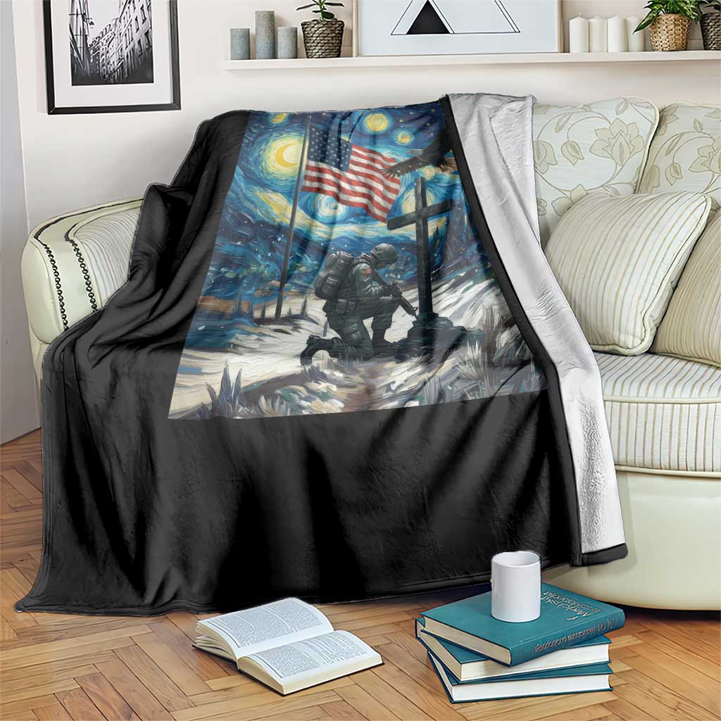 Solider Army Christian Throw Blanket Cross Starry Night Faith Patriotic Jesus TS14 Print Your Wear