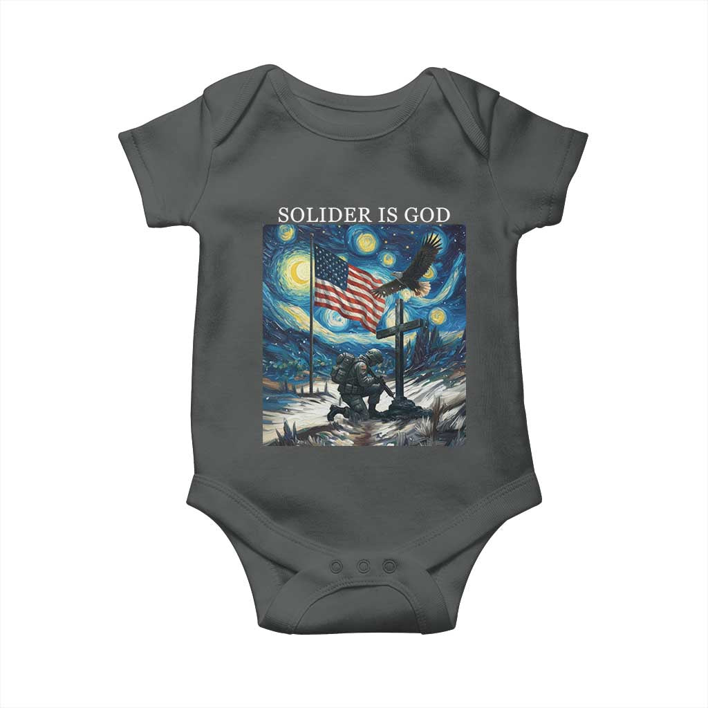 Solider Army Christian Baby Onesie Cross Starry Night Faith Patriotic Jesus TS14 Dark Heather Print Your Wear